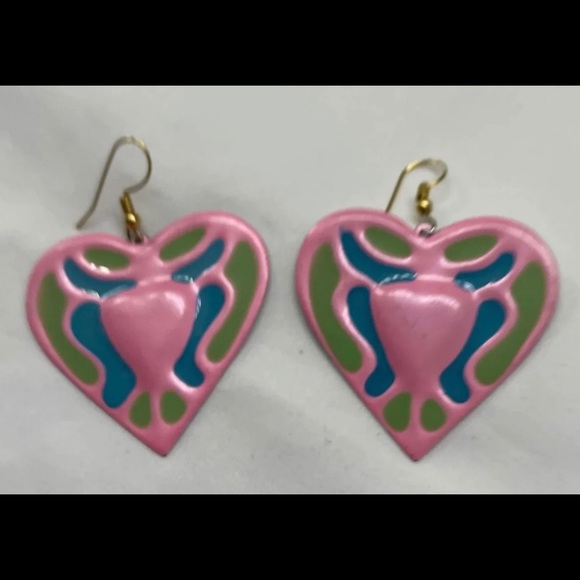 NWOT Pink Heart Earrings - Picture 2 of 3
